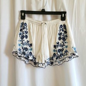 White and Blue Bohemian Shorts